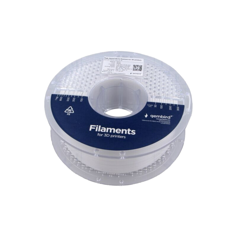Filament: PET-G; 1,75mm; albă; 220÷260°C; 1kg; High Speed