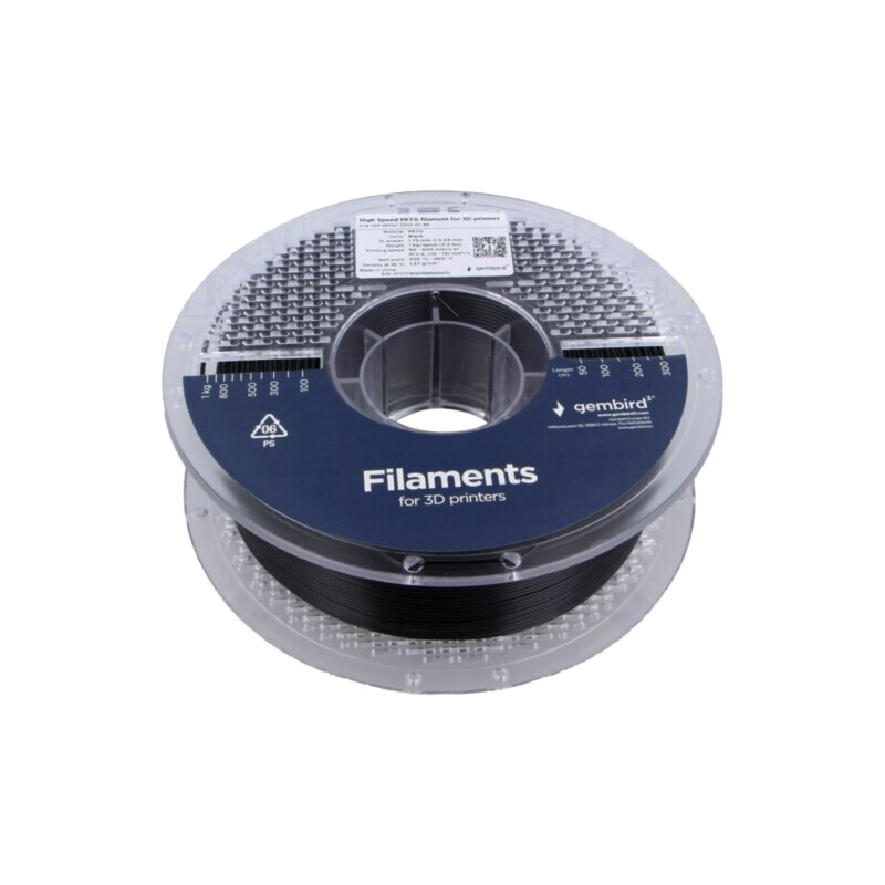 Filament: PET-G; 1,75mm; neagră; 220÷260°C; 1kg; High Speed