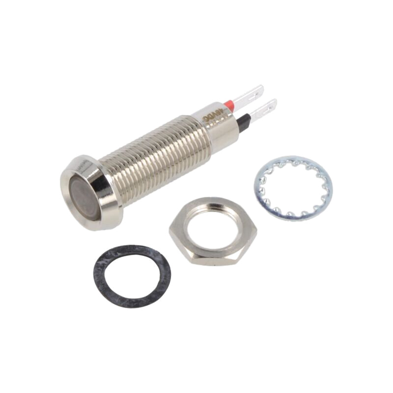 Lampă de control: LED; concav; alb rece; 48VDC; Ø8,1mm; IP67; alamă