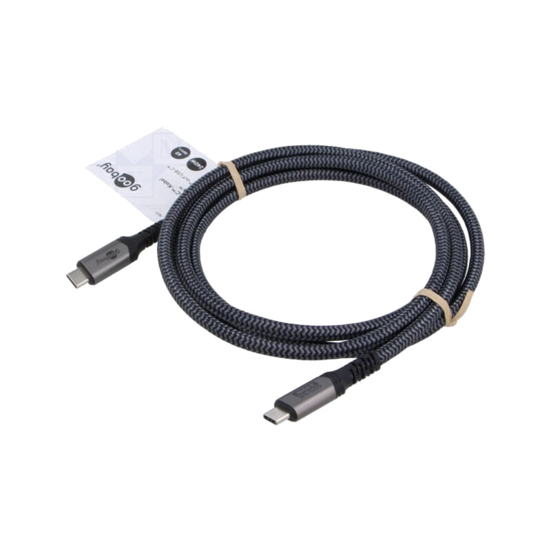 Cablu; USB 4.0; USB C mufă,din ambele părţi; 1,8m; negru,gri