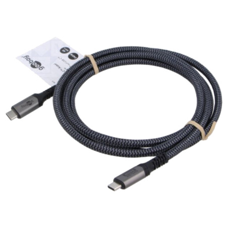 Cablu; USB 4.0; USB C mufă,din ambele părţi; 1,8m; negru,gri