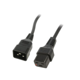 Cablu; IEC C19 mamă,IEC C20 tată; 2m; cu blocare IEC LOCK; negru