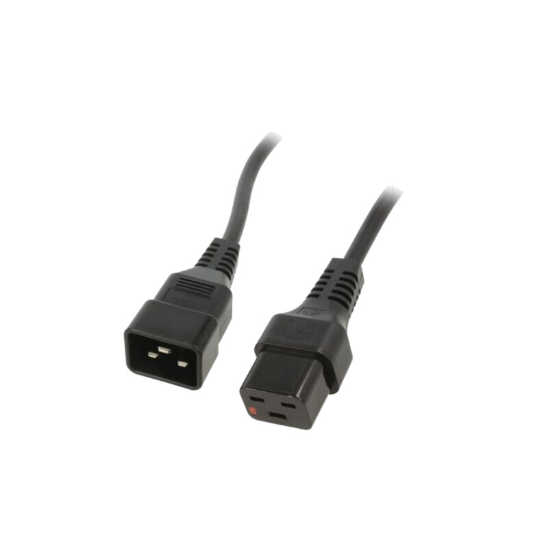 Cablu; IEC C19 mamă,IEC C20 tată; 2m; cu blocare IEC LOCK; negru