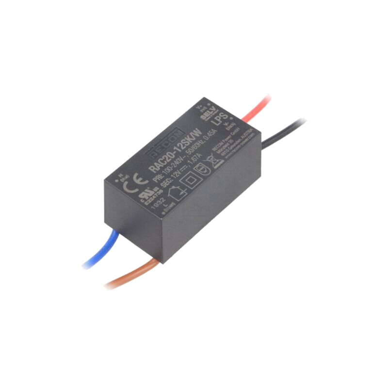 Convertor: AC/DC; 20W; Uintr: 85÷264VAC,120÷370VDC; Uieş: 12VDC