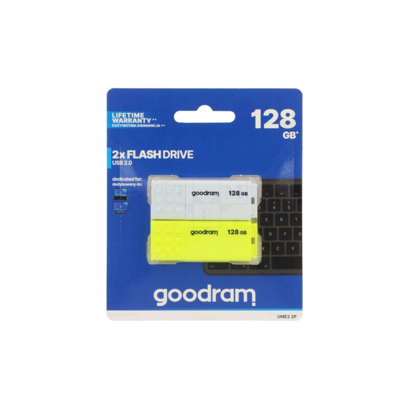 Pendrive; USB 2.0; 128GB; R: 20MB/s; W: 5MB/s; albă,galbenă; USB A