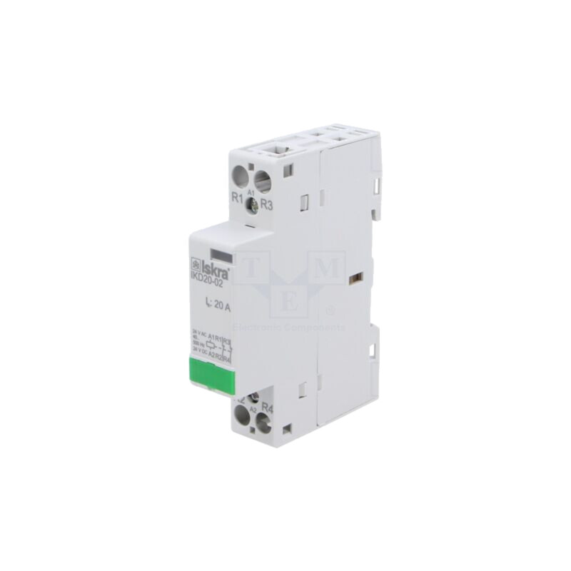 Contactor: 2-polar pt.instalaţii; 20A; 24VAC,24VDC; NC x2