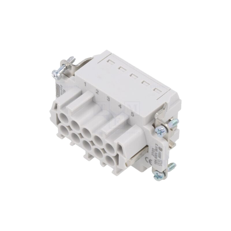 Conector: HDC; mamă; 500V; 16A; PIN: 10; Dispunere: 10+PE; push-in