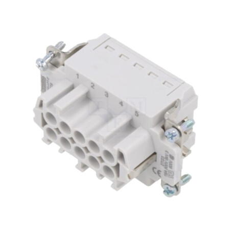 Conector: HDC; mamă; 500V; 16A; PIN: 10; Dispunere: 10+PE; push-in