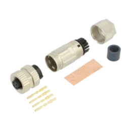 Conector: M12; mufă; mamă; drept; Placare: aurit; crimpat; pe cablu