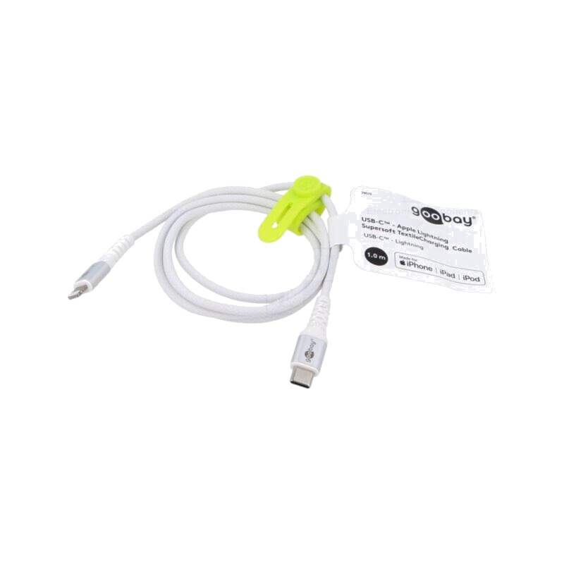 Cablu; USB 2.0; mufă Apple Lightning,USB C mufă; 1m; alb; silicon