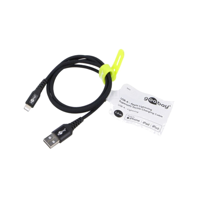 Cablu; USB 2.0; mufă Apple Lightning,USB A mufă; 1m; negru; 60W