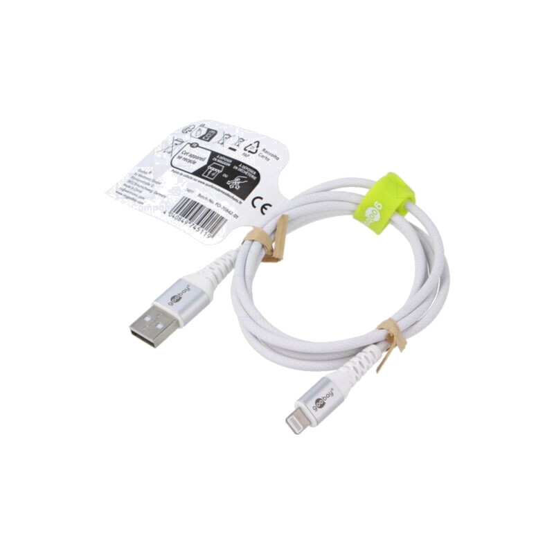 Cablu; USB 2.0; mufă Apple Lightning,USB A mufă; 1m; alb; silicon