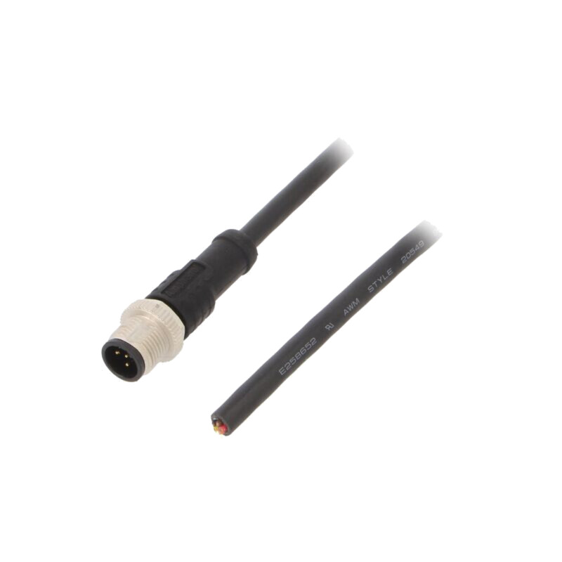 Cablu de conectare; M12; PIN: 5; drept; 2m; mufă; 60VAC; 4A; M12A