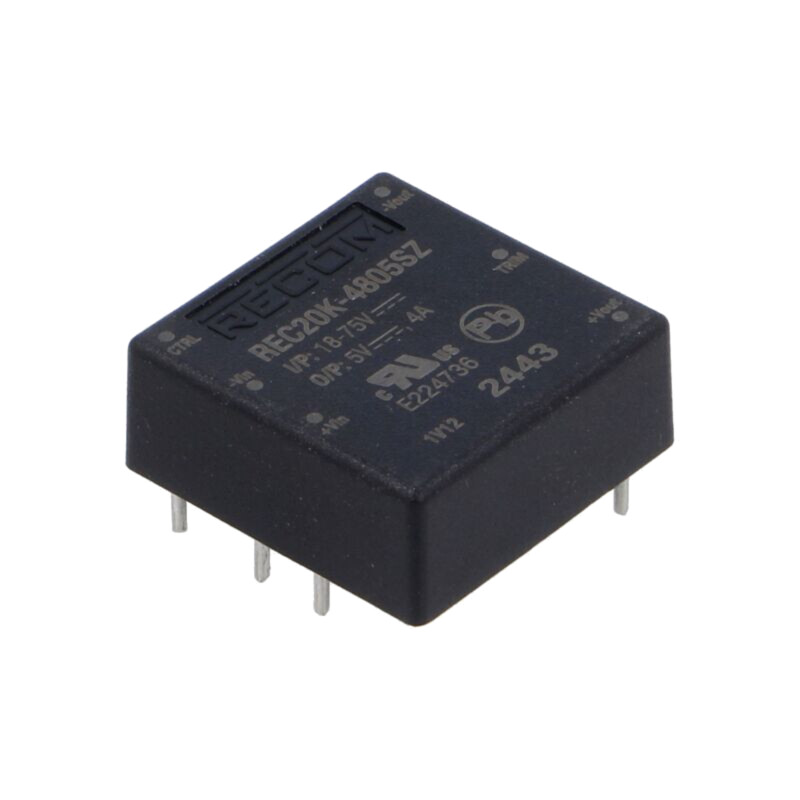 Convertor: DC/DC; 20W; Uintr: 18÷75VDC; Uieş: 5VDC; Iieş: 4A; 1"x1"