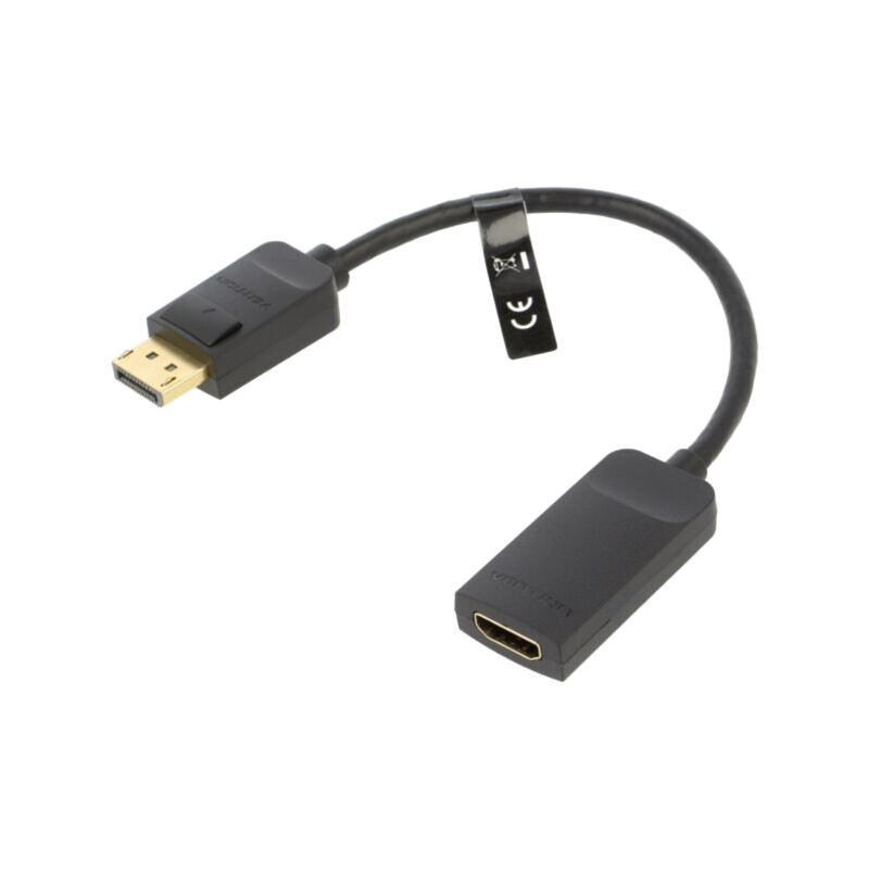 Adaptor; DisplayPort mufă,HDMI soclu; 0,15m; negru; neagră; ABS