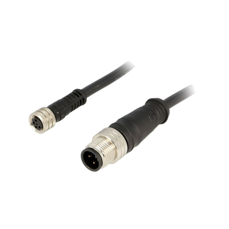 Cablu: pentru senzori/automatizări; M12-M8; PIN: 4; 3m; mufă; mufă