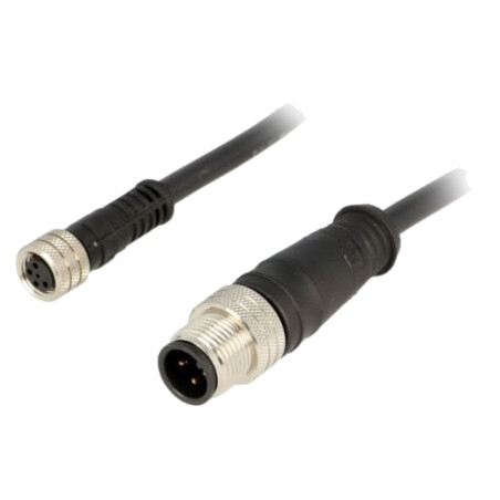 Cablu: pentru senzori/automatizări; M12-M8; PIN: 4; 3m; mufă; mufă