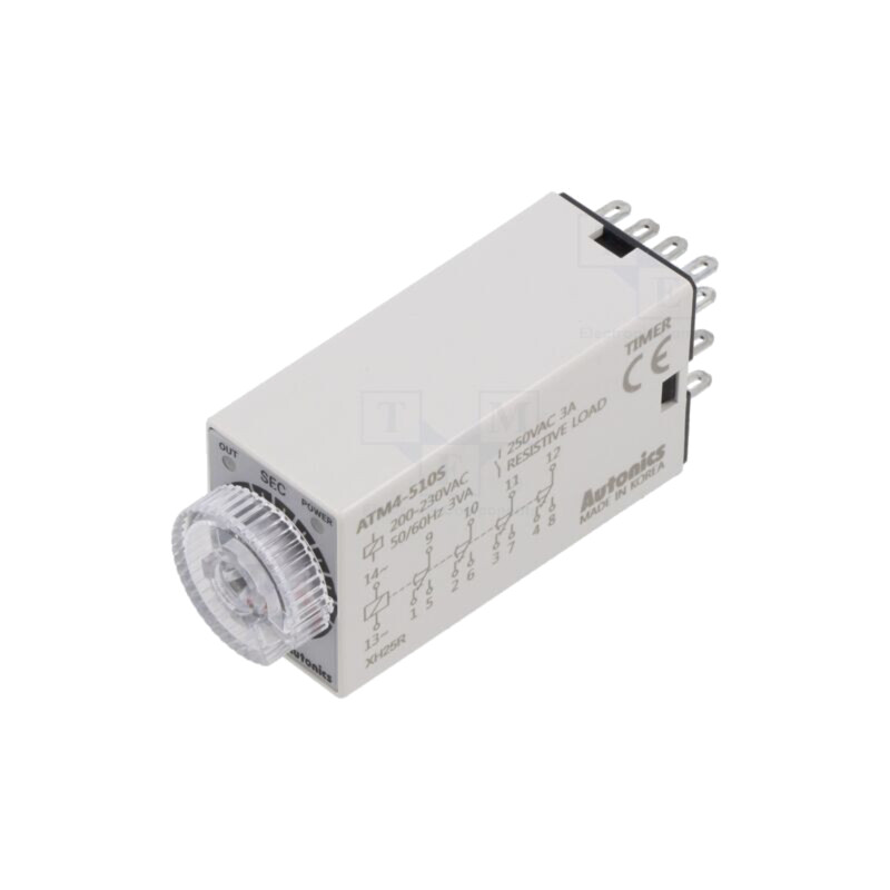 Timer; 1÷10s; 4PDT,releu; 250VAC/3A,24VDC/3A; Ualim: 220VAC; soclu