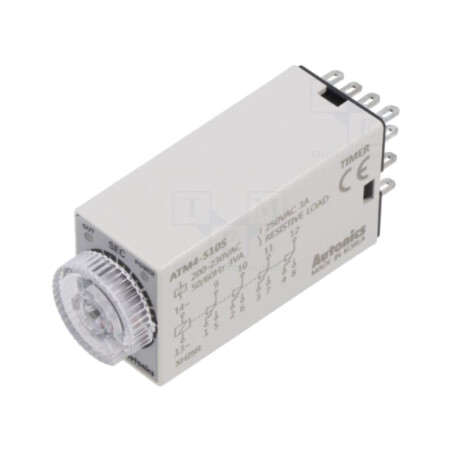 Timer; 1÷10s; 4PDT,releu; 250VAC/3A,24VDC/3A; Ualim: 220VAC; soclu