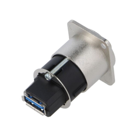 Adaptor; USB A soclu-spate,USB B soclu-faţă; FT; cu împământare