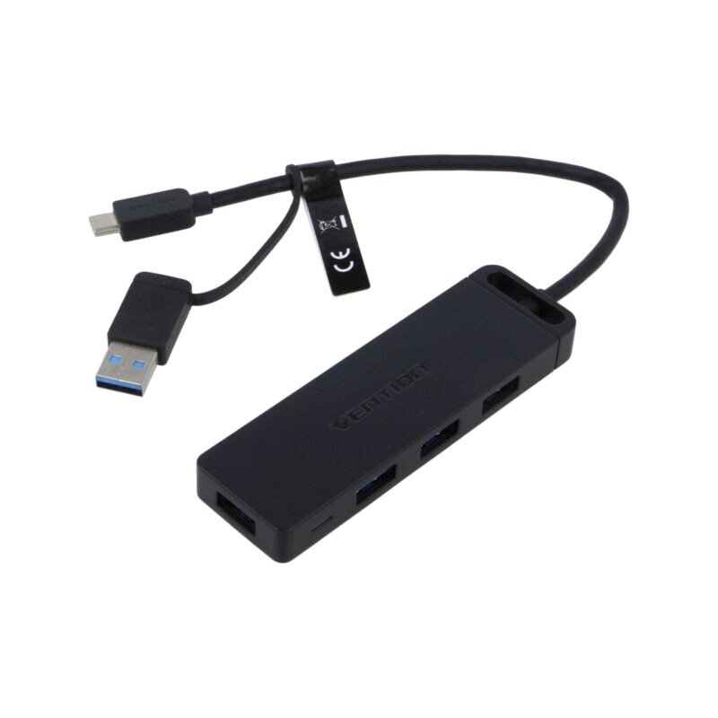 Hub USB; USB 3.0; neagră; Număr porturi: 5; 0,15m; ABS