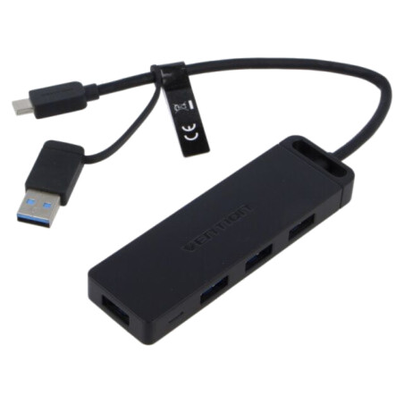 Hub USB; USB 3.0; neagră; Număr porturi: 5; 0,15m; ABS