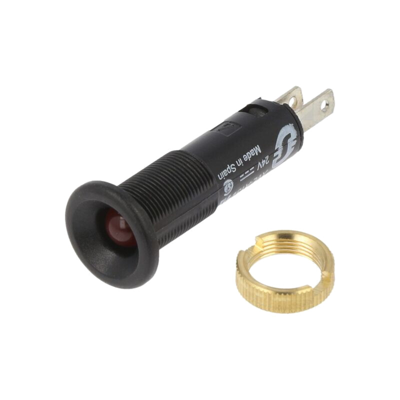 Lampă de control: LED; plată; roşie; 24VDC; Ø8mm; IP40; plastic