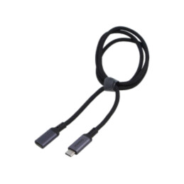 Cablu; USB 3.2 Gen 2; USB C soclu,USB C mufă; 1m; negru; textilă