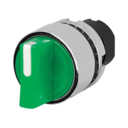 Comutator: rotativ; 22mm; Poz.i stab: 2; verde; IP65; proeminent