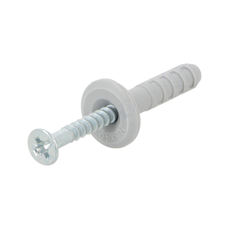 Plastic anchor; with flange,with screw; 8x40; zinc-plated steel
