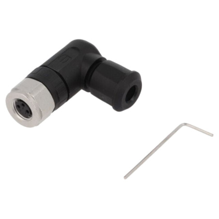 Conector: M8; mamă; PIN: 3; în unghi 90°; pe cablu; mufă; 4A; IP67