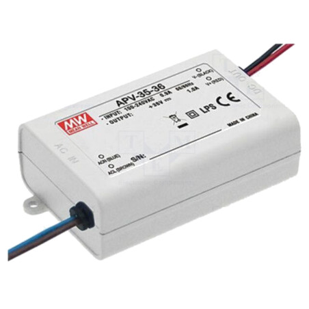 Alimentator: pulsatoriu; LED; 36W; 24VDC; 1,5A; 90÷264VAC; IP42