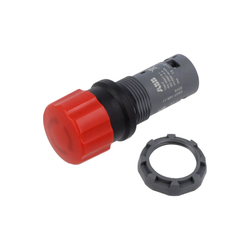 Comutator: de siguranţă; 22mm; Poz.i stab: 2; NC + NO; roşie; Poz: 2