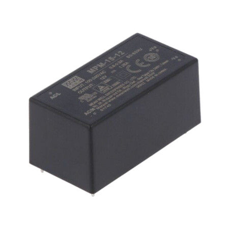 Convertor: AC/DC; 15W; Uintr: 80÷264VAC; 12VDC; Iieş: 1,25A; OUT: 1
