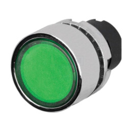Comutator: acţionat prin apăsare; 22mm; Poz.i stab: 2; verde; IP65