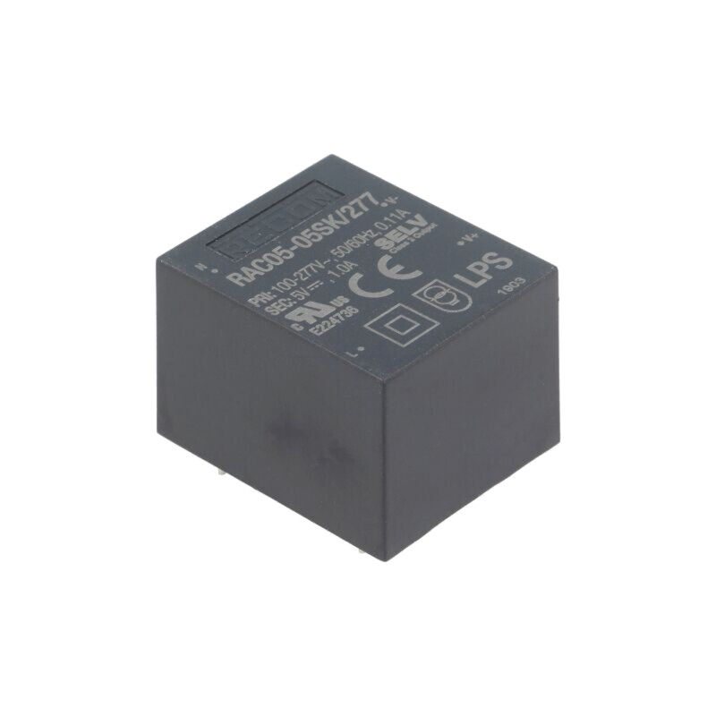 Convertor: AC/DC; 5W; Uintr: 85÷305VAC,120÷430VDC; Uieş: 5VDC; 80%