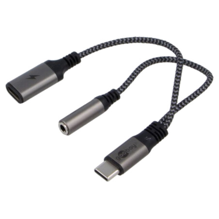 Cablu; Jack 3,5mm 3pin soclu,USB C soclu,USB C mufă; 0,15m