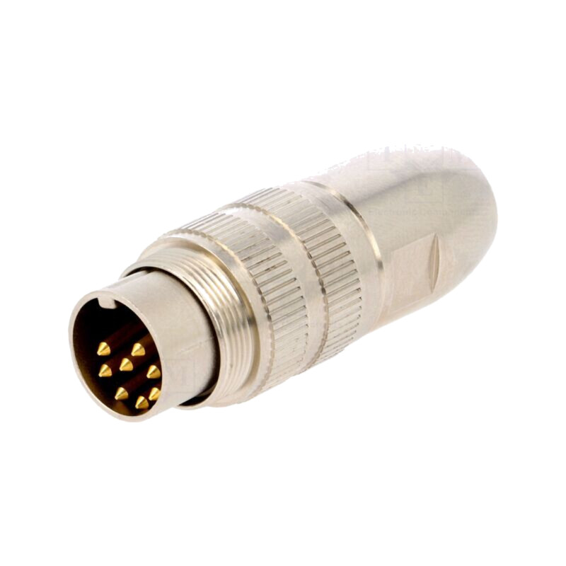 Conector: M16; mufă; tată; lipire; pe cablu; PIN: 8; 5A; 60V; drept