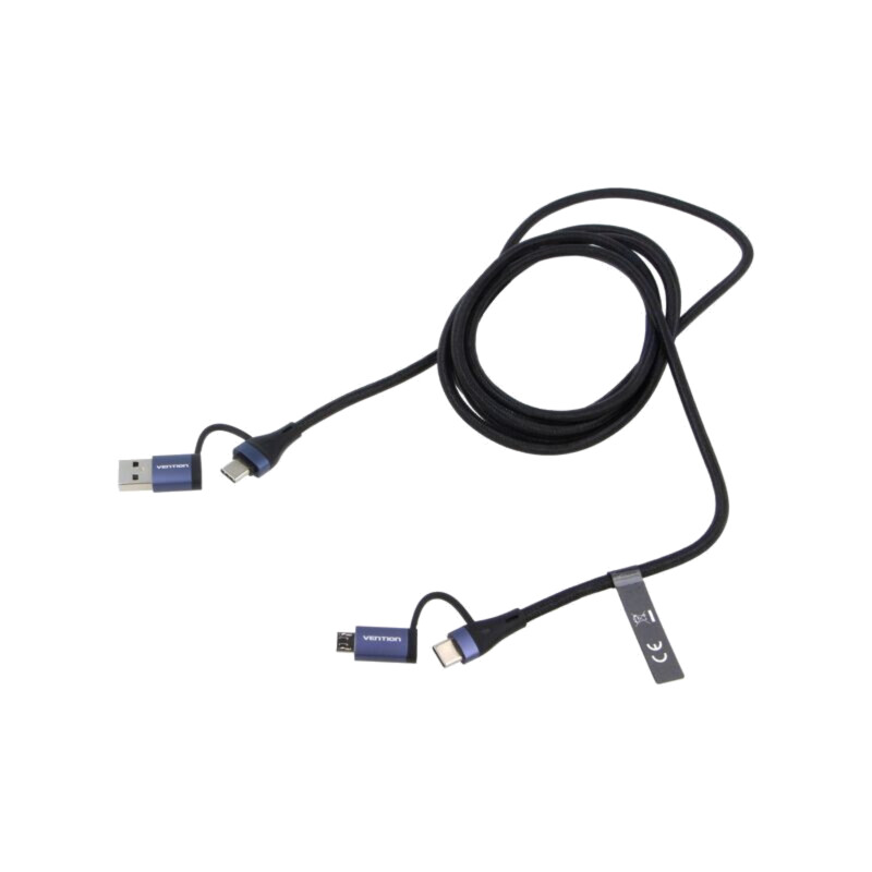Cablu; USB 2.0; USB A mufă,USB B micro mufă,USB C mufă x2; 2m