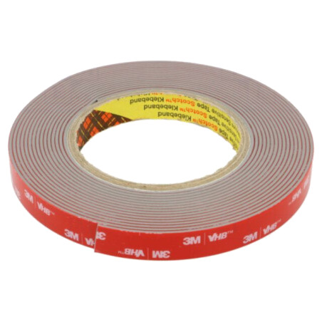 Bandă: de fixare; W: 15mm; L: 5,5m; Thk: 1,6mm; acril; gri; 39N/cm