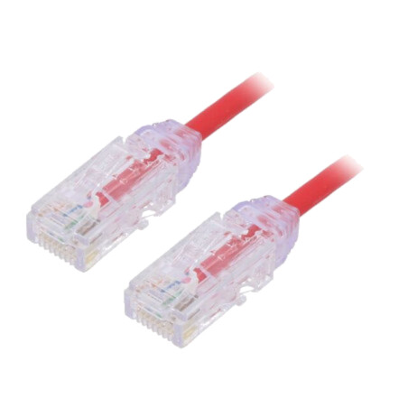 Patch cord; TX6-28™,U/UTP; 6; litat; Cu; LSZH; roşu; 1m; 28AWG