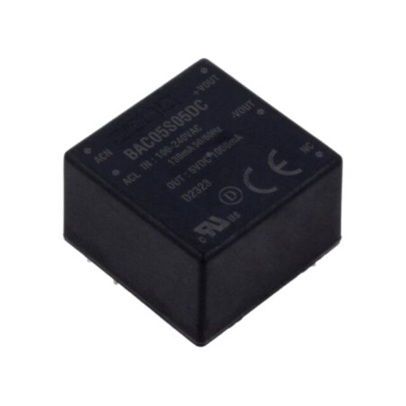 Convertor: AC/DC; 5W; Uintr: 85÷264VAC,120÷370VDC; Uieş: 5VDC; 76%