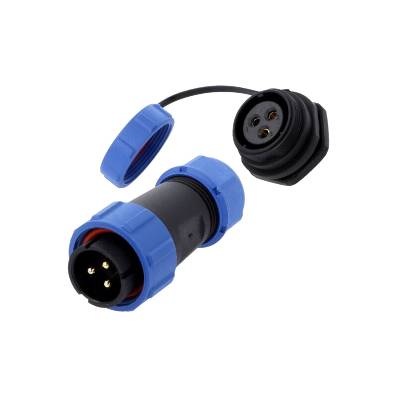 Conector: circular; tată + mamă; PIN: 3; 3A; IP67; 500V; lipire