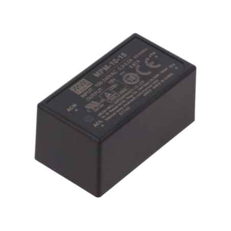 Convertor: AC/DC; 10W; Uintr: 80÷264VAC; 15VDC; Iieş: 670mA; OUT: 1