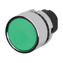 Comutator: acţionat prin apăsare; 22mm; Poz.i stab: 2; verde; fără