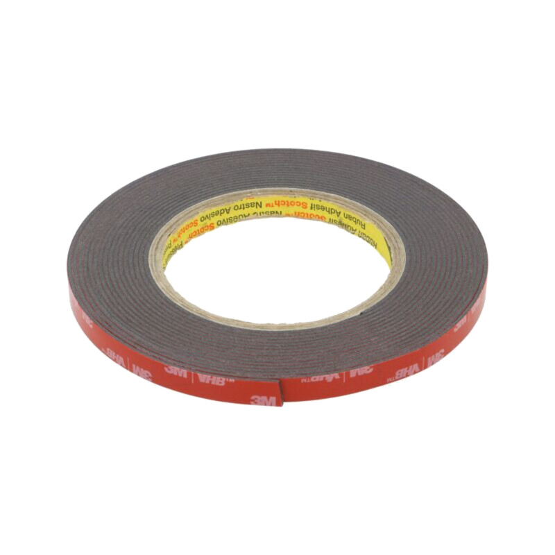 Bandă: de fixare; W: 9mm; L: 5,5m; Thk: 1,6mm; acril; neagră
