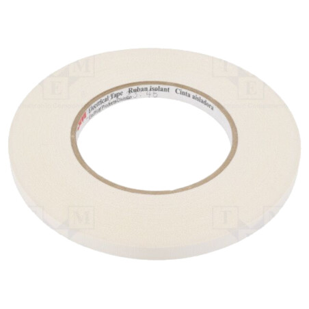 Bandă: electroizolantă; W: 9mm; L: 55m; Thk: 0,177mm; albă; 5%; 3kV