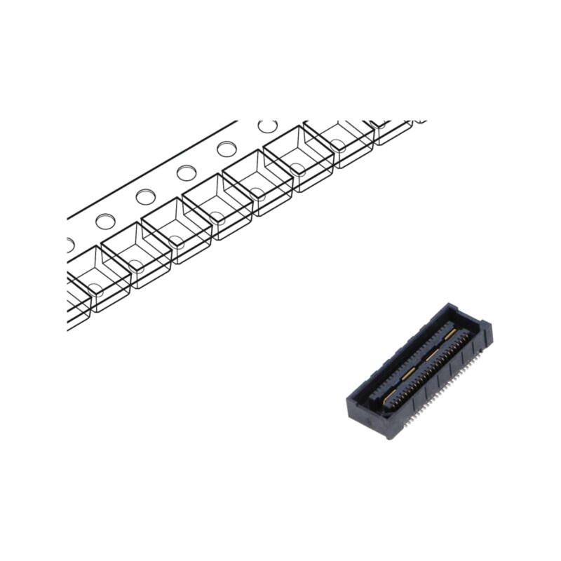 Conector: PCB-PCB; mamă; PIN: 50; 0,635mm; QSS; aurit; SMT; soclu Conector: PCB-PCB; mamă; PIN: 50; 0,635mm; QSS; aurit; SMT; soclu