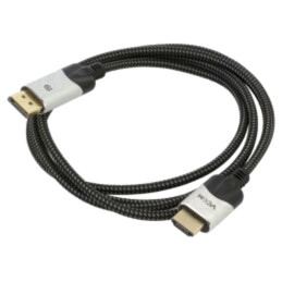 Cablu; DisplayPort mufă,HDMI mufă; PVC; textilă; 1,8m; negru