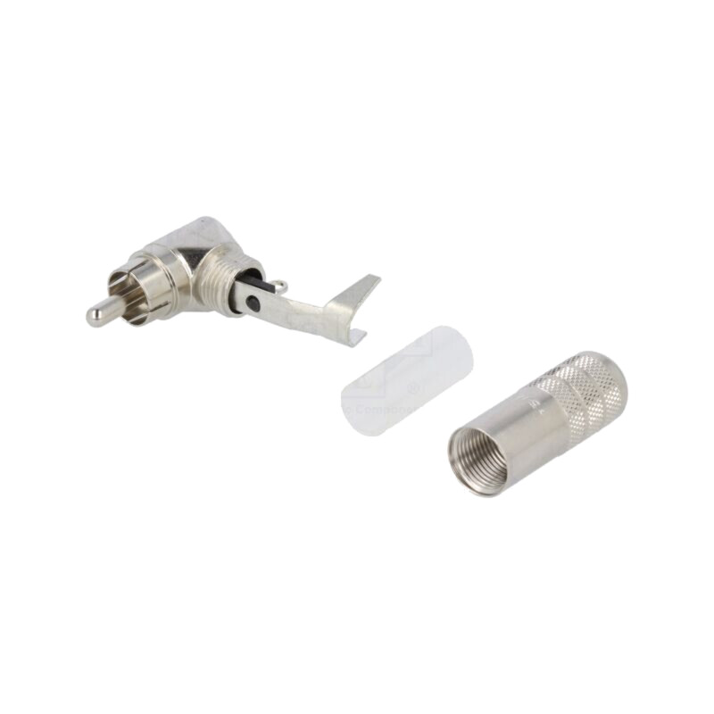 Conector: RCA; mufă; tată; în unghi 90°; lipire; din argint; 7,36mm